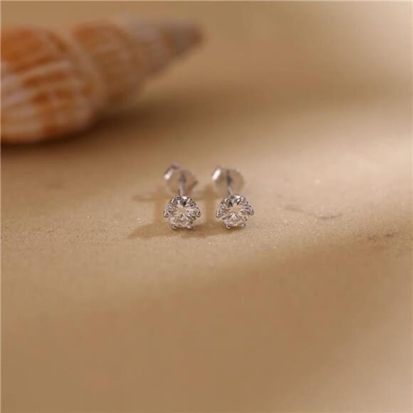 Moissanite Stud Earrings 2-4ct G H I Color 925 Sterling Silver White Gold Plated - Picture 3 of 8